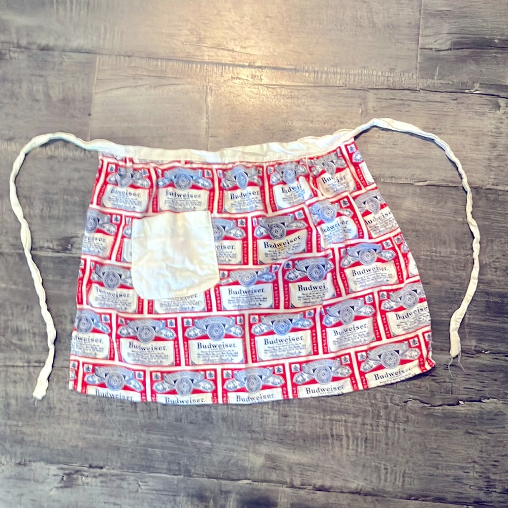 Vintage Handmade BUDWEISER BEER Cooking Apron Skirt W/Pocket